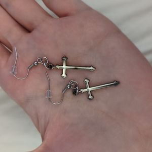 Gothic cross dangle earrings